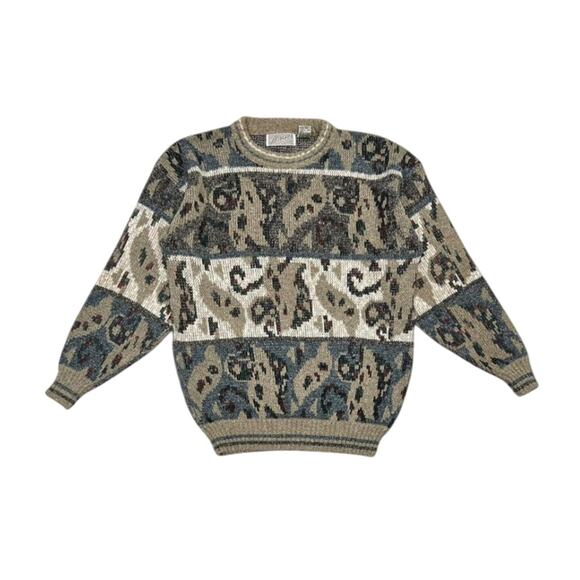 ★ Vintage (90’s) Abstract Patterned Cozy Knit “Grandpa” Sweater by Method ★ - Picture 1 of 7